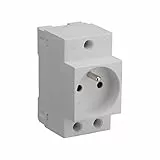 DEBFLEX - Prise Électrique 2P+T Pour Tableau Electrique - Prise Modulaire 10/16A avec Terre - Montage sur Rail DIN - Grise