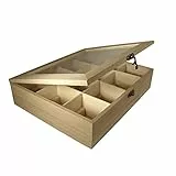 Rayher 6241500 Boite à Thé en Bois à 12 Compartiments - Boite de Rangement pour Vos Condiments, Sachets de Thé, épices, café en dosettes - Boite à Bois à Décorer Idéale pour Toute Décoration Créative