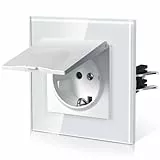 BSEED Prises de courant en cristal Standard, Prise avec couvercle étanche, Prises de courant avec sécurité pour enfants, Facile d'installation, Série E. 86mm Blanc