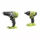 Ryobi - Perceuse-visseuse 18V - 2 vitesses - 50 Nm - 500-1 800 tr/min - 22 positions - mandrin 13 mm & Visseuse à Chocs 18 V ONE+ (Batterie et Chargeur non Inclus) pour Visser, Dévisser,Boulonner