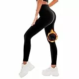 SINOPHANT Legging Polaire Femme Legging Chaud Femme Hiver Thermique Pantalon Taille Haute Élastiques pour Le Sport Noir S-M