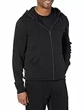 Amazon Essentials Sweat-Shirt à Capuche Léger en Tissu Éponge Entièrement Zippé, Coupe Confortable Homme, Noir, S