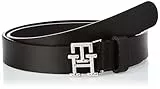 Tommy Hilfiger Ceinture Femme TH Logo 2.5 Ceinture Cuir, Noir (Black), 100