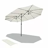 vounot® Parasol de Jardin Double Aluminium 270 x 460cm avec Manivelle Toile 180 GR/m2 Protection Solaire Hauteur 250cm Résistant à l'eau Housse de Protection Inclus Beige