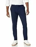 Amazon Essentials Pantalon chino extensible à coupe ajustée et infroissable, sans pinces Homme, Bleu Marine, 28W / 29L