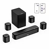 ULTIMEA 7.1 Canaux Barre de Son avec Dolby Atmos, Système de Son Surround avec 4 Haut-parleurs Surround, Barre de Son TV avec APP, Soundbar avec Caisson de Basses pour Home Cinéma, HDMI eARC, Aura A60