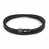 Tommy Hilfiger Jewelry Bracelet pour Homme avec Cuir Tressé Noir à Double Tour - 2790262S