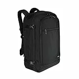 Amazon Basics Sac à Dos Voyage 40L, Bagage Cabine (51x38x20cm), Bretelles Rembourrées, Compartiment PC 17', Poches Organisées - Noir
