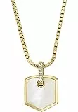 FOSSIL Collier pour femmes en acier inoxydable avec fermoir à mousqueton et pendentif pentagone rond