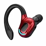 Oreillette Bluetooth Mono Sans Fil 360° avec Micro Intégré Son HD Écouteurs Auriculares V5.2 Tour d’Oreille Réduction de Bruit pour iPhone Android PC Bureau Conduite Affaires Sport 20h Autonomie Rouge