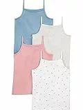 Simple Joys by Carter's Tank Tops, Pack of 4 Chemise Caraco, Blanc Fleuri/Bleu/Gris/Rose, 5-6 Ans (Lot de 4) Garçon