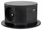 Bloc multiprise encastrable 3 prises 16A 2P+T et 2USB - Noir - Otio