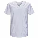 Misemiya - VÊTEMENTS DE Travail Unisex COL PIC Manches Courtes Médicaux Unisexe - Ref.817 - XX-Large, Blanc