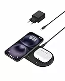 Belkin BoostCharge Pro Station de Charge 2-en-1 avec MagSafe (Chargeur sans Fil avec Charge Rapide 15W, pour Tous Les modèles de l'iPhone 16, 15, 14, 13, Les AirPods, et Tout Appareil MagSafe - Noir)