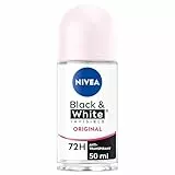 NIVEA Déodorant Bille Black & White Invisible (1 x 50ml), déodorant femme anti-traces blanches et jaunes, anti-transpirant anti odeur & humidité, protection efficace 72 h, sans alcool