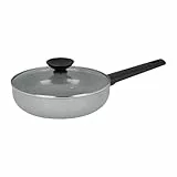 Sitram 716957 Poêle Sauteuse en aluminium gris SILICE Ø24 cm avec Couvercle Verre - Revêtement Antiadhésif Sain en Céramique garanti sans PFAS - Manche thermorésistant - Tous feux dont induction