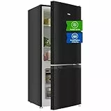 CHIQ Réfrigérateur congélateur bas 117 litres, 39dB, Commande électronique, Acier noir, Rangement de tri, Dégivrage manuel facile