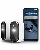 Arlo Essential 3 HD, Caméra de Surveillance WiFi Extérieure sans Fil, Autonomie de 6 Mois, Vision Nocturne Couleur, Éclairage, Sirène et Audio Bidirectionnel, Essai Secure Inclus, 2 Caméras Blanc
