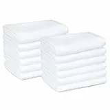 Amazon Basics Lot de 12 petites serviettes 100 % coton pour salle de bain/salon de beauté, séchage rapide, Gant de toilette, très absorbantes, 30 x 30 cm, blanc