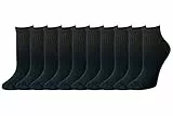Amazon Essentials Chaussettes à la Cheville en Coton, légèrement rembourrées Femme, 10 Paires, Noir, 38.5-43