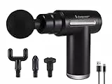 BEPER P302MAS002 Masseur à percussion, 30W, Pistolet de massage rechargeable, 4 Têtes interchangeables, 6 niveaux d'intensité, Noir