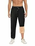 PASUDA Pantalon Polaire Homme Pantalon de Jogging Hiver Coton Ultra Chaud Pantalons de Sport Taille Élastique Coupe avec Poches Zippées Survêtement Sportwear Décontracté (Noir, L)