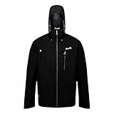 Regatta Homme Veste Technique Birchdale Imperméable Respirante avec Capuche Fixe Réglable Jackets Waterproof Shell, Black/Magnet, M EU