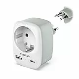 TESSAN Adaptateur Prise Brésil, 3 en 1 Adaptateur Brésil France avec USB C et USB A, Prise Type N 2500W