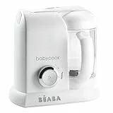BÉABA, Babycook Solo, Robot Bébé 4 en 1 Mixeur-Cuiseur, Cuisson Vapeur, Diversification alimentaire, Petits pots bébé maison, White/Silver