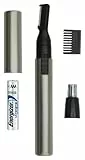 Wahl Micro Lithium Tondeuse à poils de nez pour hommes et femmes 3-en-1 Tondeuse à poils de nez et tondeuse pour oreilles et sourcils, alimentée par batterie au lithium, têtes lavables