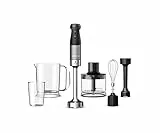 Kenwood Triblade XL Pro HBM80.322BK, Minipimer avec système Triblade, vitesse variable + Turbo, tige en acier inoxydable, comprend hachoir 500 ml, fouet, émulsificateur, verres 700 et 250 ml, 1200 W,