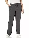 Amazon Essentials Pantalon de Survêtement Droit avec Cordon de Serrage pour Femmes, en Polaire (Disponible en Grande Taille) Femme, Charbon Chiné, XL