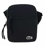 Lacoste Petit sac à bandoulière plat en toile enduite LCST pour homme, noir, Sacs à main