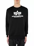 Alpha Industries - Pull - Coupe Droite - Col Ras du Cou - Manches Longues Homme - Noir - Large
