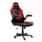 GXTrust 1703 Yezz Chaise Gaming avec Accoudoirs Rembourrés, Fauteuil Réglable jusqu'à 140 kg, Vérin à Gaz de Classe 4, Garniture en Tissu, Siège Inclinable de Bureau Gamer PC, Rouge