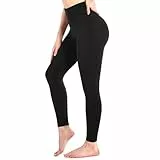 Sanpetix Legging taille haute doux pour femme, pantalon extensible pour femme, salle de sport, Noir , S-M