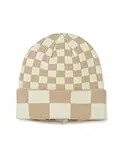 The Drop Bonnet à Carreaux Multicolores pour Femme, Karina, Beige Latte/Blanc Whisper, Taille Unique