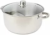 Crealys 502386, Faitout en acier inoxydable 8 litres diam. 28 cm - avec couvercle vapeur en verre - tous feux dont induction, Métallique