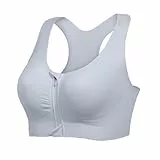 Lemef Soutien-gorge de sport à fermeture éclair sur le devant - Soutien-gorge de compression post-opératoire sans fil pour femme - Dos nageur, gris, M
