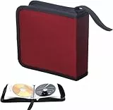 Ruikcoll Sac CD, Sac de Rangement CD pour Voiture et Maison, Sac de Rangement pour disques CD DVD pour 40 disques, Rouge