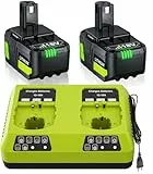 Batterie au Lithium 2X 8.0Ah 18V et Chargeur pour Ryobi One+, Li-ION Batterie de Remplacement et Chargeur pour 18V One+ P108 P107 P104 P105 P102 P103 Outils