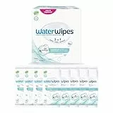WaterWipes Sensitive+ On The Go Wipes, 224 unités (8 paquets), 3-en-1 nettoie, soigne, protège, 99,9% d'eau, lingettes humides non parfumées