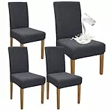 Granbest Lot de 4 housses de chaise de salle à manger imperméables de qualité supérieure, chaise amovible, protection pour banquet, cuisine, fête, gris