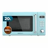 Cecotec Micro-Ondes Digital avec Grill Proclean 5110 Retro Bleu. 20 L, 700 W en 5 niveaux, minuterie jusqu'à 60 min, 8 programmes et mode dégivrage, design vintage en bleu