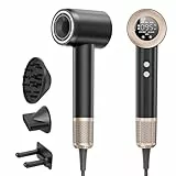Seche Cheveux, Sèche Cheveux Professionnel Avec Moteur Haute Vitesse 140000 TR/Min, Flux 65 m/s, 300 Millions Ionique Négatifs, Secador 59 dB à Faible Bruit Pour Maison et Voyages, Noir