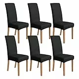 Amazon Basics Lot de 6 housses de chaise de salle à manger extensibles, noir uni