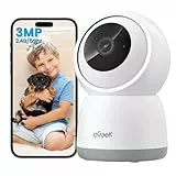 ieGeek 2K(3MP) Caméra de Surveillance WiFi Intérieure 5Ghz /2.4G, 360° Caméra Interieur Enregistrement 24/7, Vision Nocturne 15M, AI Détection Humaine, Suivi Auto, Compatible avec Alexa SC1