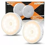 Lot de 2 veilleuses avec détecteur de mouvement,Lampe LED rechargeable USB à 3 Modes éclairage,Lumiere detecteur de mouvement interieur pour éclairage d'escalier, couloir,chambre, cuisine,Jaune Chaud
