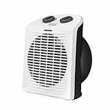 BLACK+DECKER BXSH2000E - Radiateur soufflant 2000W, 2 puissances de chauffage, Fonction ventilateur, pour salle de bain, Surface jusqu'à 15m2, Système anti-surchauffe, Poignée, Compact, Blanc