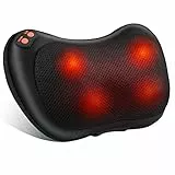 Coussin Massage Shiatsu, Masseur Dos chauffrant avec 4 Nœuds et 3 Vitesses Réglable, Rotation dans Deux Sens, Appareil de Massage pour Cou, Pieds, Cervical